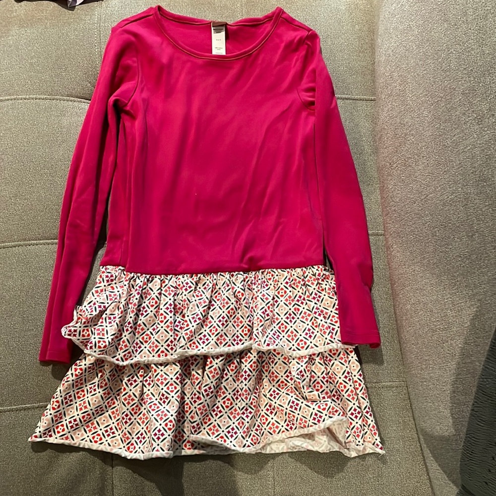 Tea Collection 8 cotton pattern dress pink and pattern NEW